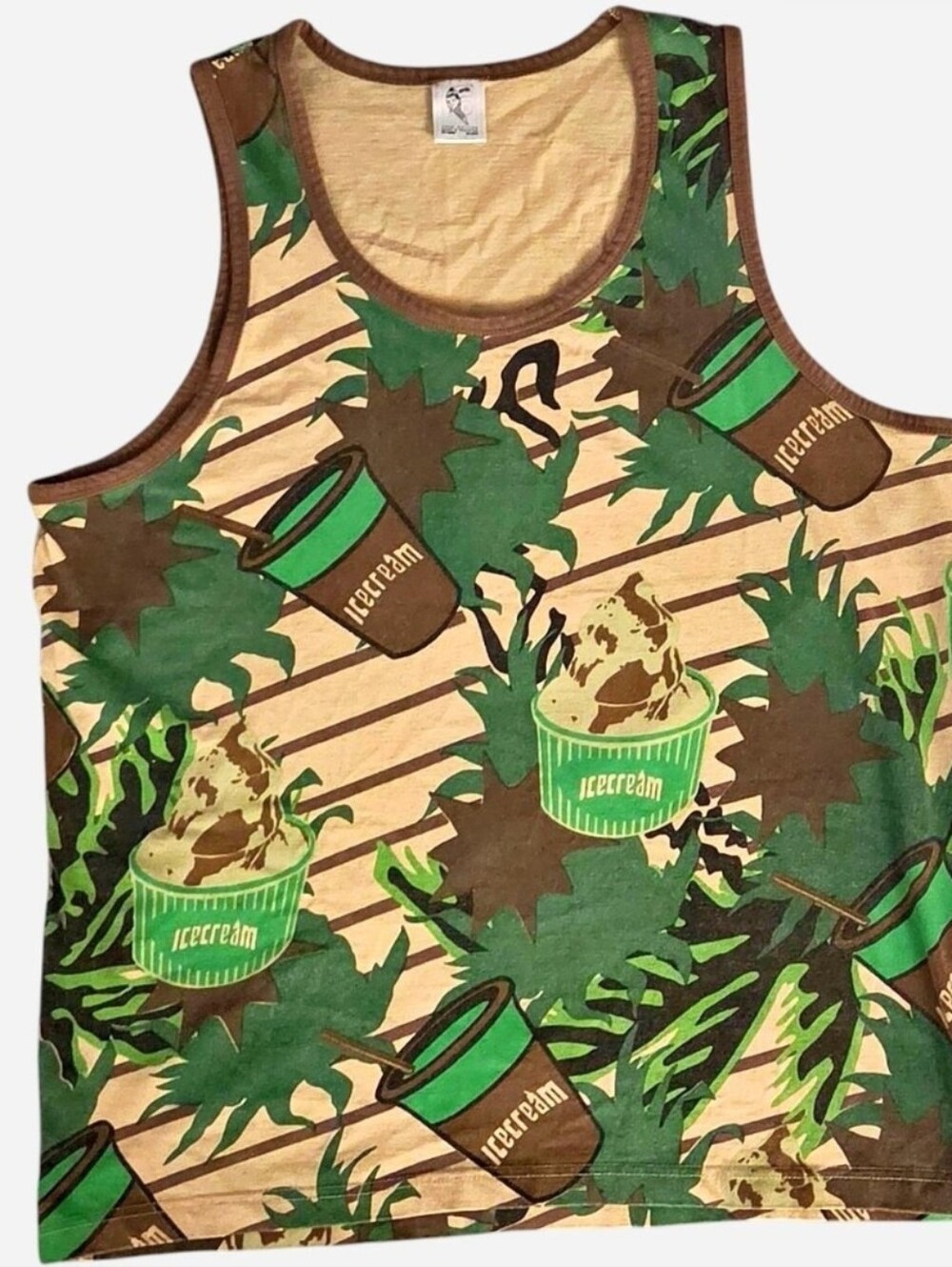 Rare Billionaire Boys Club Green Brown Ice Cream Graphic Tank Top